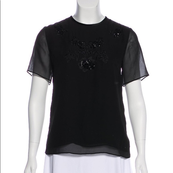 Erdem Black Chiffon Beaded Blouse - Picture 1 of 4